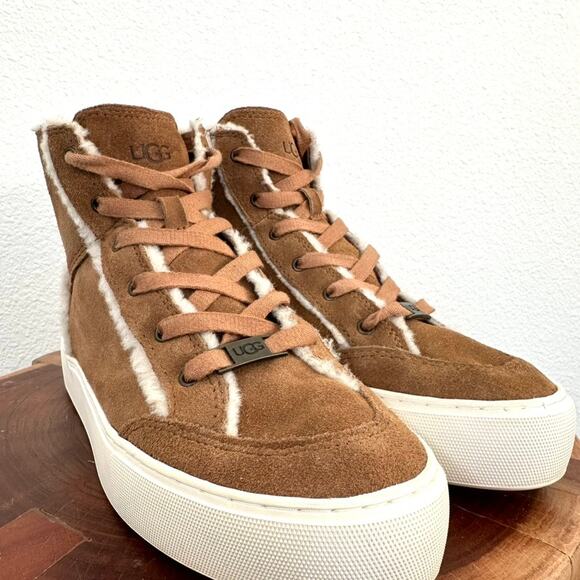 UGG High-Top Sneakers in Chestnut Suede, Size 7 - Excellent Condition - Picture 1 of 12